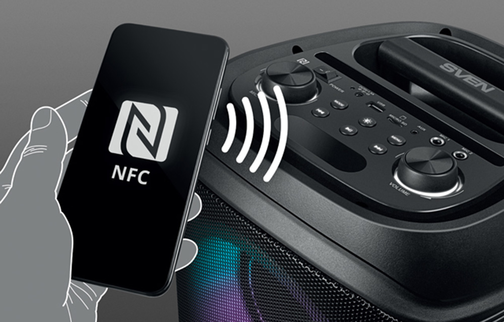 smartfon parowany z głośnikiem poprzez NFC