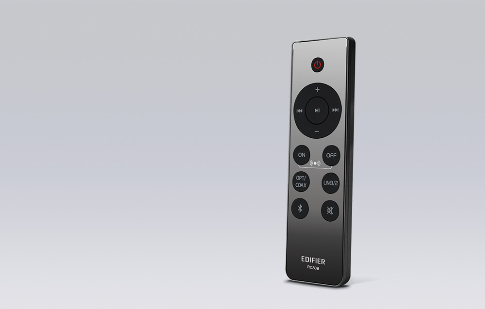 Gray-black Edifier remote for speakers