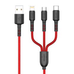 3-in-1 USB-C / Lightning / Micro 3.5A 1.5m USB cable VFAN X02 (red)