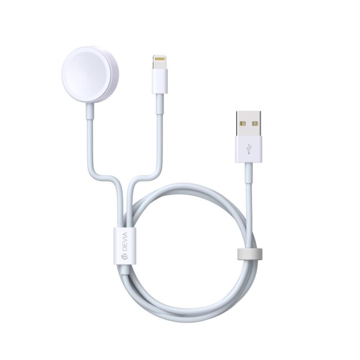 Devia cable 2in1 Smart EA199 USB - Lightning white with inductive charger for Apple Watch