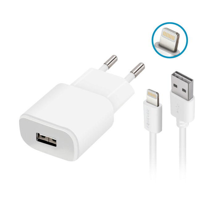 Forever TC-01 charger 1x USB 2A white + Lightning cable