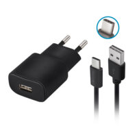 Forever TC-01 charger 1x USB 2A black + USB-C cable