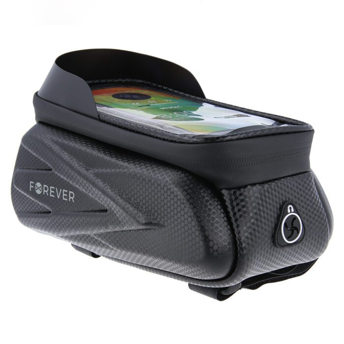 Waterproof bike frame bag with shell sides and phone holder Forever Outdoor black