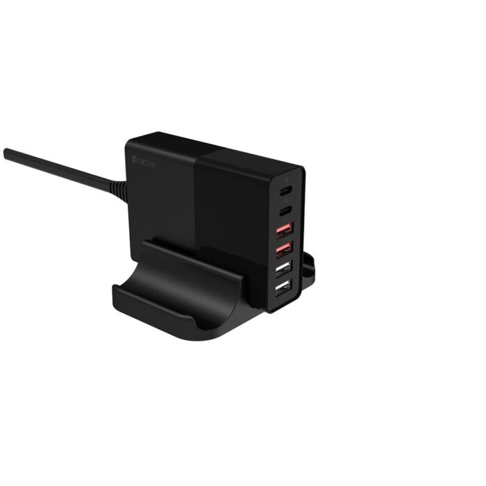 Devia wall charger Extreme PD QC 3.0 75W 2x USB-C 4x USB black