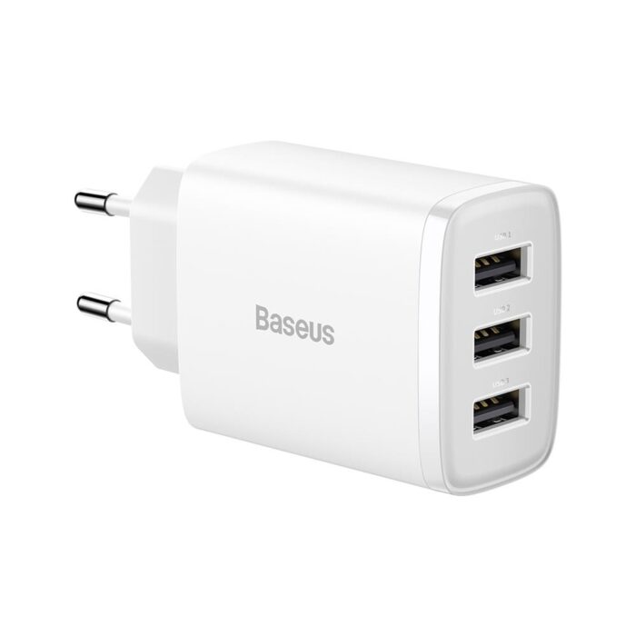 Baseus wall charger Compact 3 x USB white 17w