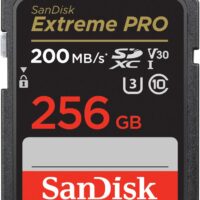 SanDisk memory card 256GB SDXC Extreme Pro 200 / 140 MB/s C10 V30 UHS-I U3