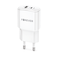 Forever TC-01-20AC PD QC charger 1x USB-C 1x USB 20W white