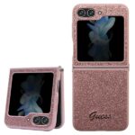 Guess case for Samsung Z Flip5 GUHCZF5HGGSHP pink HC PU/TPU Glitter Script