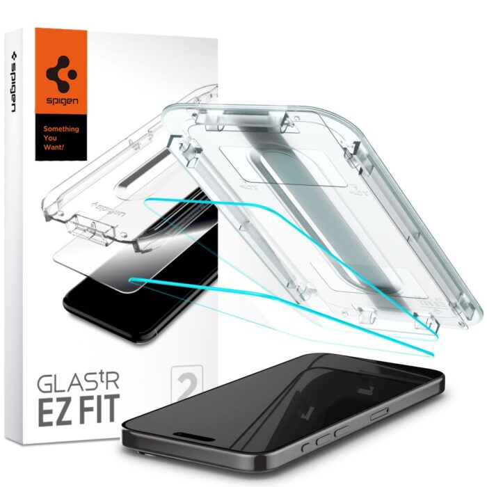 Spigen tempered glass GLAS.TR "EZ FIT" 2-pack for iPhone 15 Pro 6