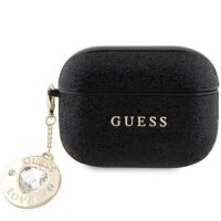 Guess case for AirPods Pro 2 GUAP2PGEHCDK black Fixed Glitter W/ Heart Diamond Charm