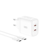 XO wall charger CE08 PD 50W 2x USB-C white + USB-C - USB-C cable