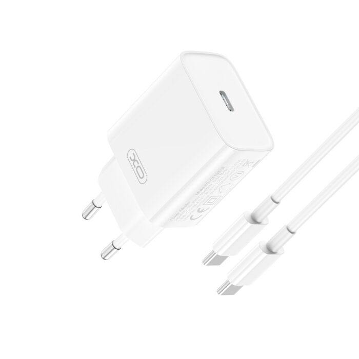 XO wall charger CE15 PD 20W 1x USB-C white + USB-C - USB-C cable