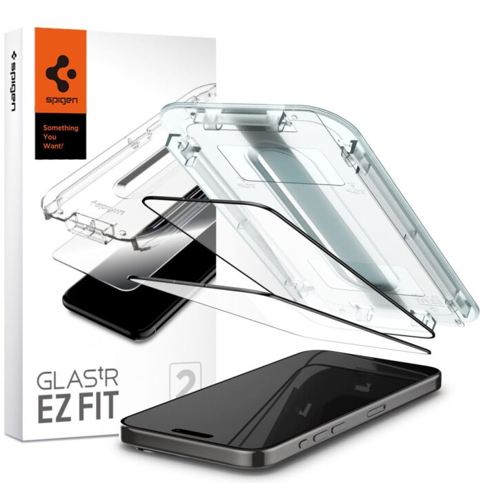 Spigen tempered glass GLAS.TR "EZ FIT" FC 2-PACK for iPhone 15 Pro 6