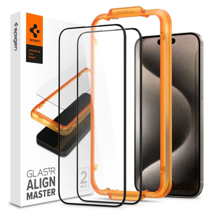 Spigen tempered glass ALM GLASS FC 2-PACK for iPhone 15 Pro Max 6