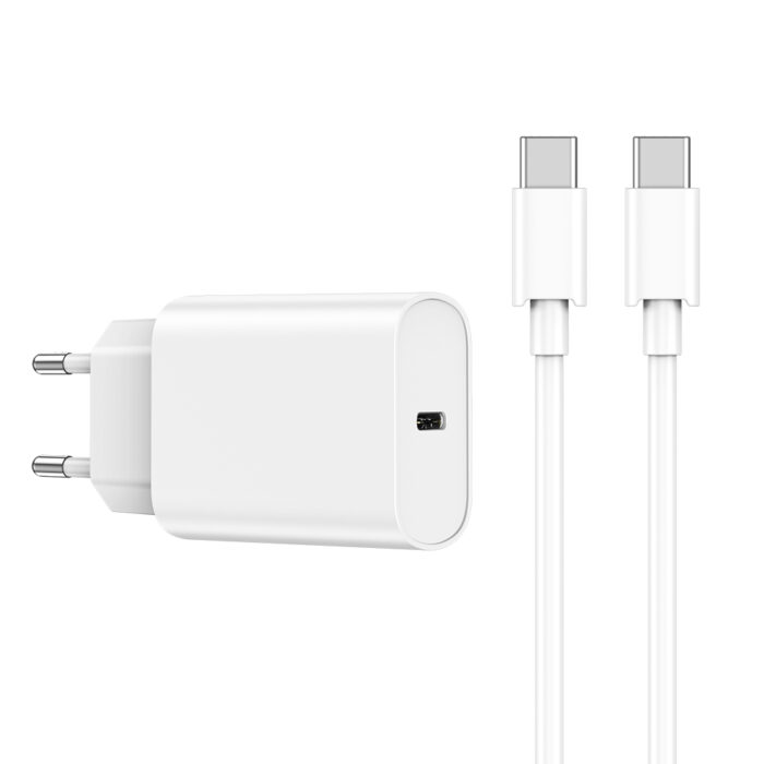 WIWU wall charger Wi-U001 PD 20W 1x USB-C white + cable USB-C - USB-C