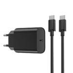 WIWU wall charger Wi-U001 PD 20W 1x USB-C black + cable USB-C - USB-C