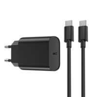 WIWU wall charger Wi-U001 PD 20W 1x USB-C black + cable USB-C - USB-C