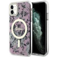 Guess case for iPhone 11 / XR 6.1" GUHMN61HCFWSP pink hardcase Flower MagSafe