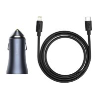 Baseus car charger Golden Contactor Pro 1x USB 1x USB-C QC 40W black + cable Lightning - USB-C