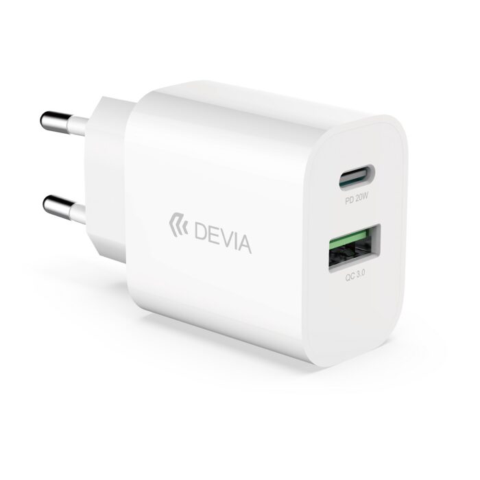 Devia wall charger Smart PD 1x USB-C 1x USB 20W white