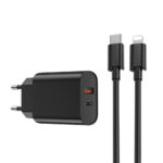 WIWU wall charger Wi-U002 PD + QC 20W 1x USB 1x USB-C black + cable USB-C - Lightning