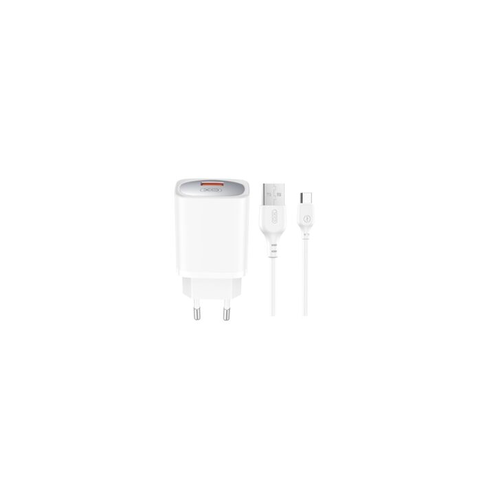 XO wall charger CE19 QC 18W 1x USB white + cable USB-C