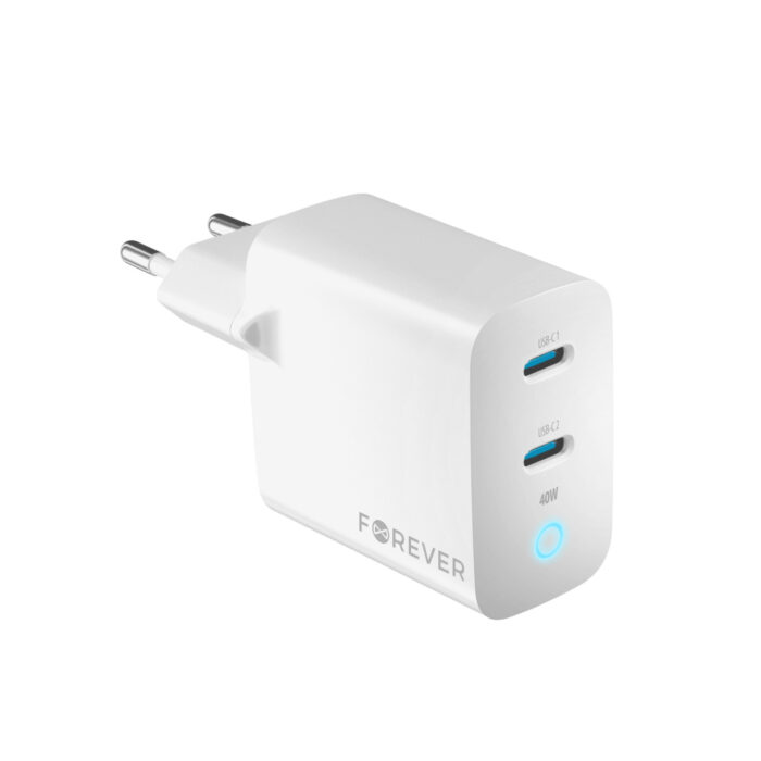 Forever TC-06-40CC GaN PD QC charger 2x USB-C 40W white