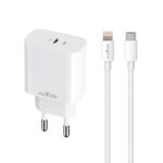 Maxlife MXTC-06-20C PD QC charger 1x USB-C 20W white + USB-C - Lightning cable 20W