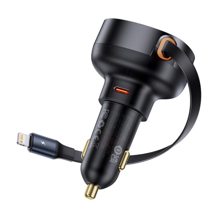 Baseus Enjoyment Pro Car Charger C+Retractable iP Cable 55W Cluster Black