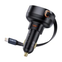 Baseus Enjoyment Pro Car Charger C+Retractable Type-C Cable 60W Cluster Black