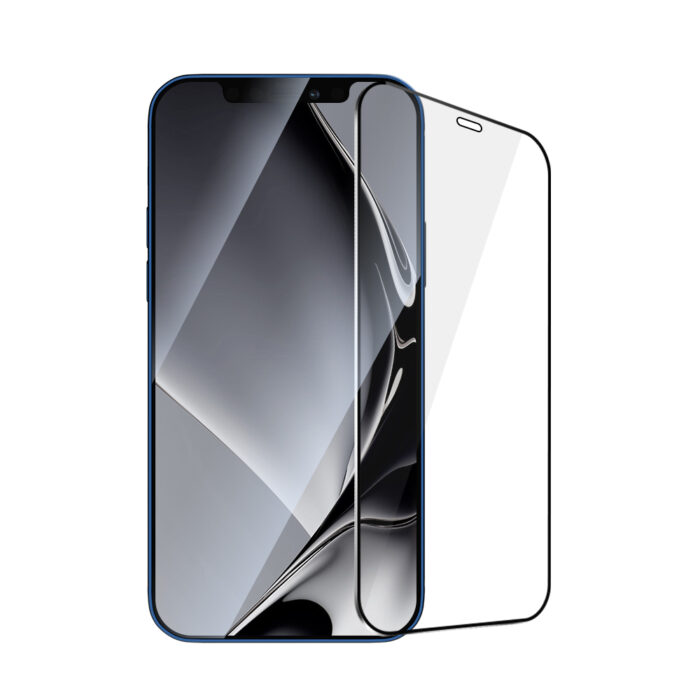 Tempered glass metal frame for iPhone 12 / 12 Pro 6.1'' black frame