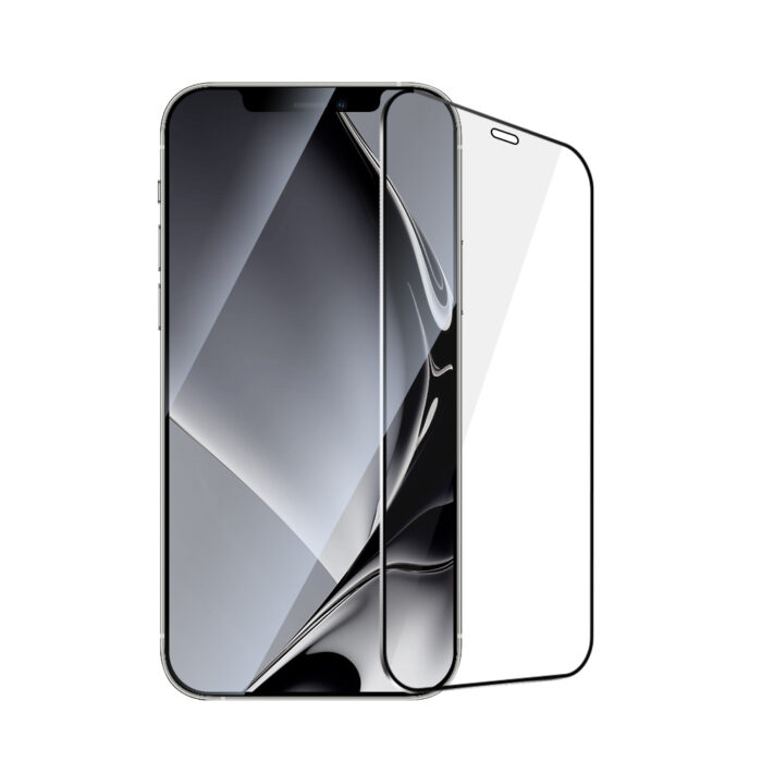 Tempered glass metal frame for iPhone 12 Pro Max 6.7" black frame