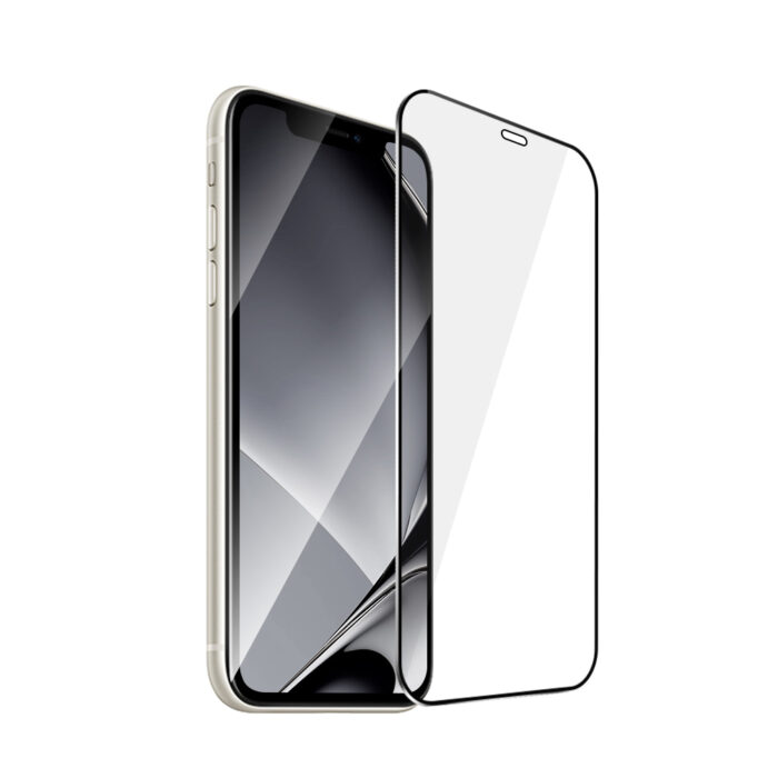 Tempered glass metal frame for iPhone XR / 11 black frame