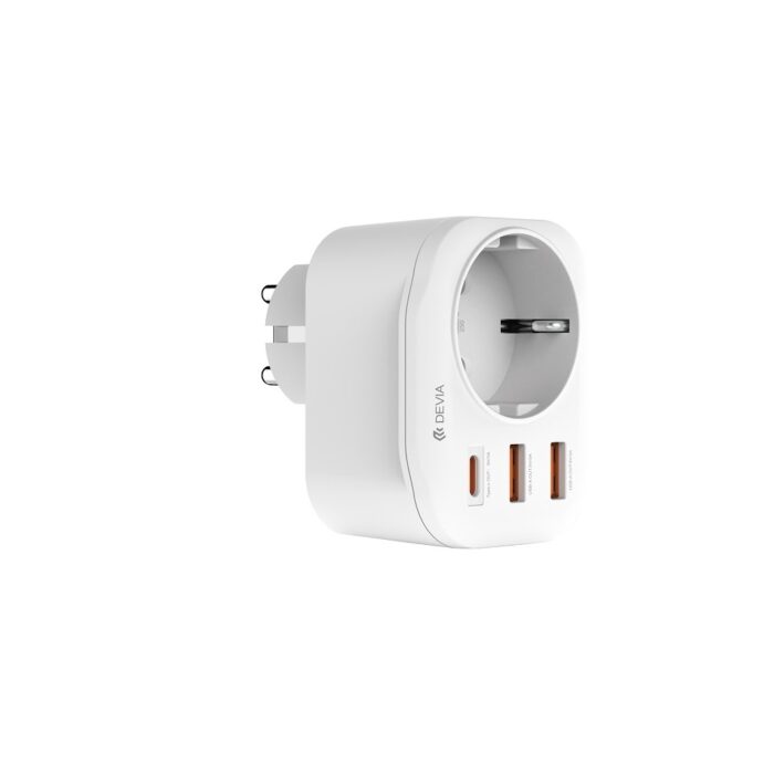 Devia power socket PD charger 20W 1x USB-C 2x USB 3A white