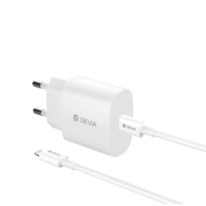 Devia wall charger Rocket PD 20W 1x USB-C white + cable USB-C - Lightning