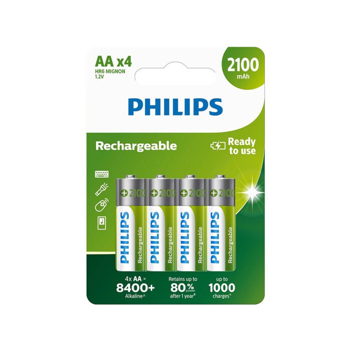 PHILIPS Rechargable batttery AA NiMH 2100mAh set of 4pcs.