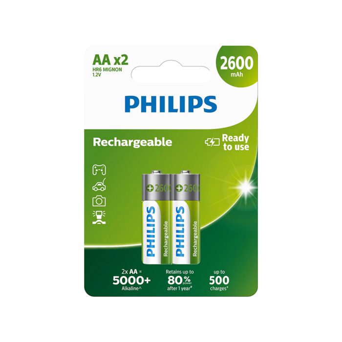 PHILIPS Rechargable batttery AA NiMH 2600mAh set of 2pcs.