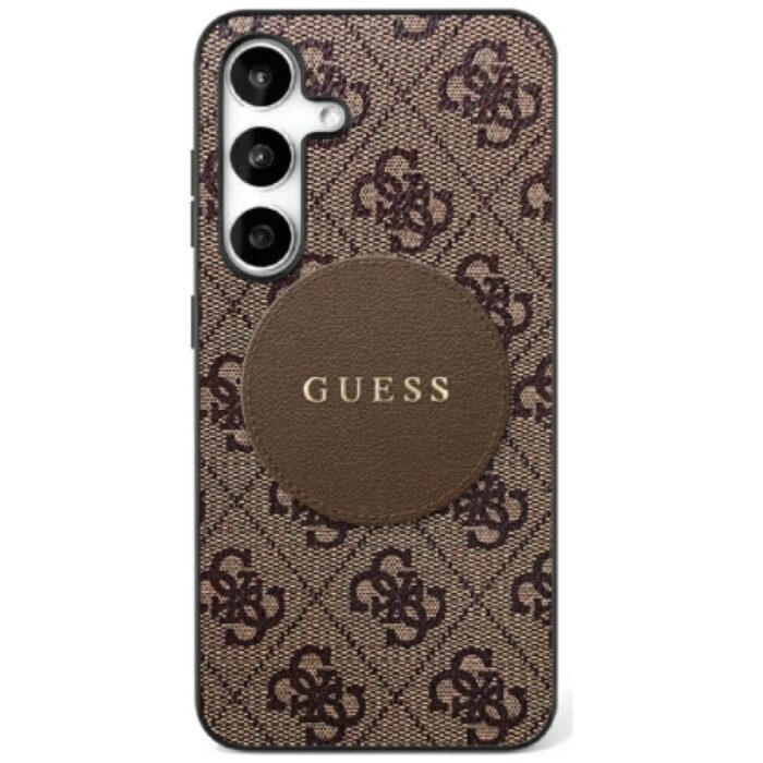 Guess HC MagSafe PU 4G Circle Classic Logo case for Samsung Galaxy S25 brown