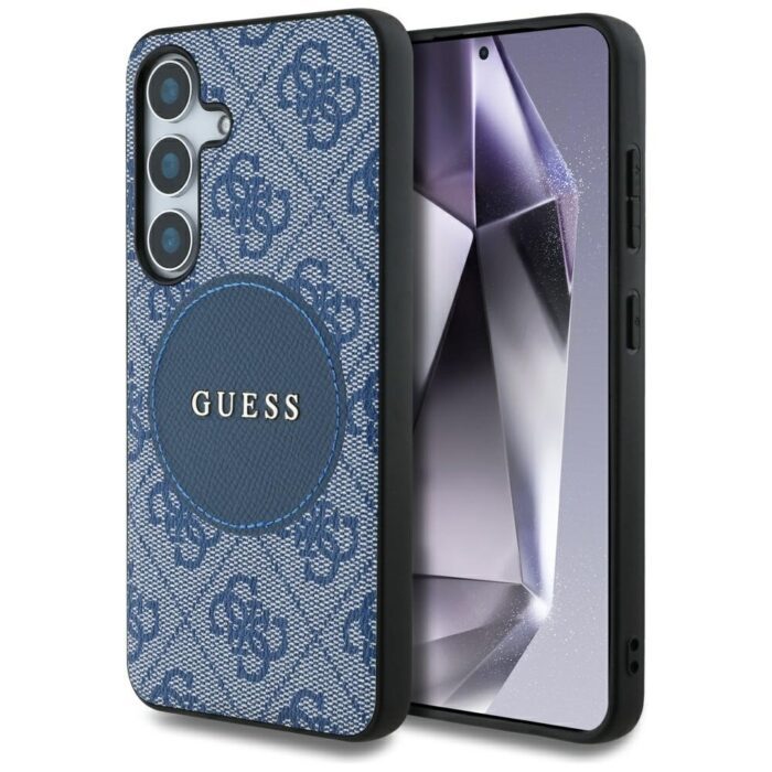 Guess HC MagSafe PU 4G Circle Classic Logo case for Samsung Galaxy S25 Plus blue