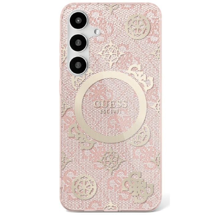 Guess HC Magnetic IML Peony on 4G Background case for Samsung Galaxy S25 pink