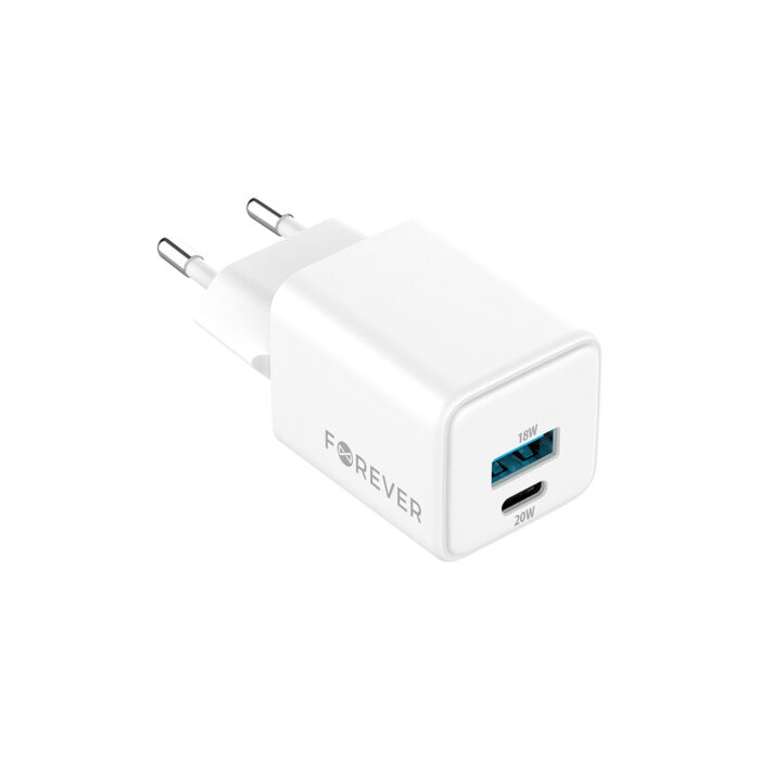 Forever TC-08-20AC GaN PD QC charger 1x USB-C 1x USB 20W white