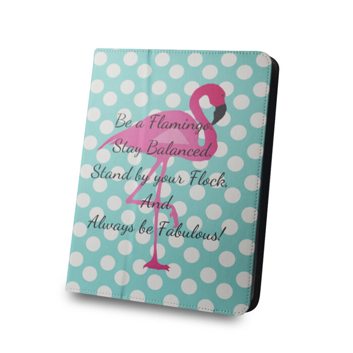 Universal case Flamingo and dots for tablet 9-10"