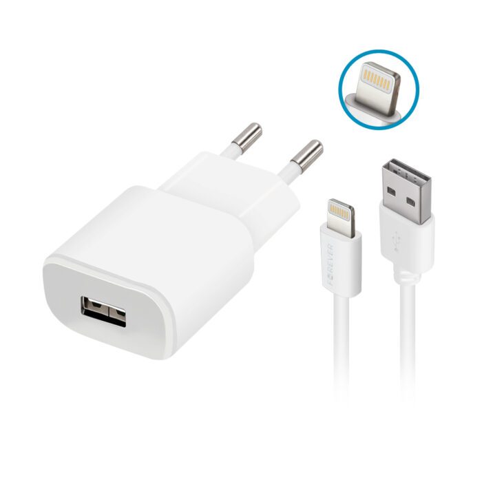 Forever TC-01 charger 1x USB 2A white + Lightning cable