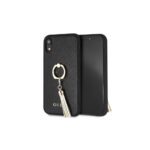 Guess iPhone XR GUHCI61RSSABK black hard case Saffiano with ring stand