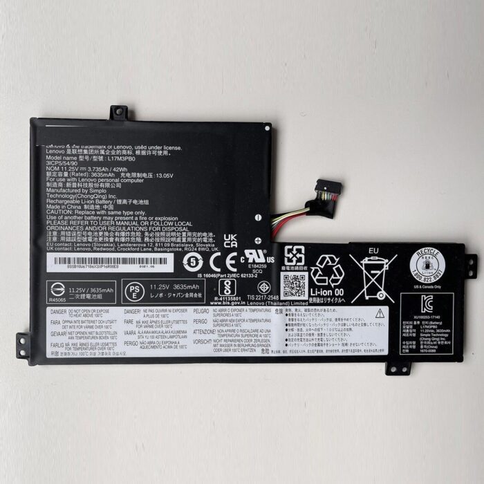 Notebook Battery for Lenovo 100e 300e 500e Chromebook L17M3PB0 11.4V 3600mAh Type 1