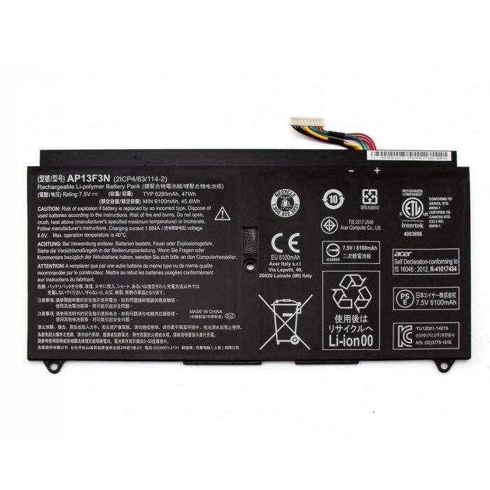 Notebook battery for Acer Aspire-S7-392 Series AP13F3N 7.5V 6250mAh