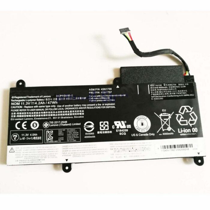 Notebook battery for Lenovo ThinkPad E450 E460 series 11.1V 4120mAh 45N1752