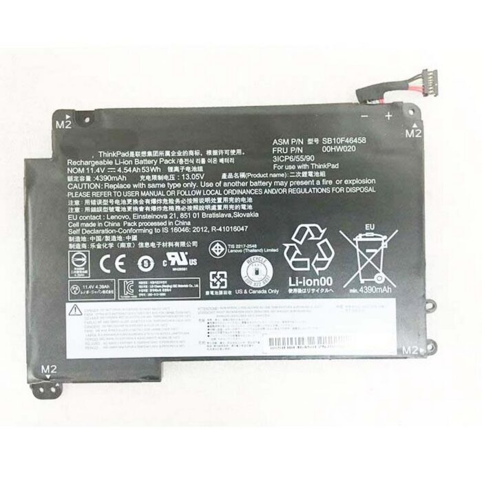 Notebook battery for Lenovo ThinkPad Yoga 460 Series 00HW020 11.4V 3600mAh 3Cell