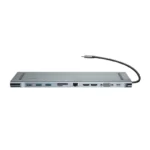 Baseus Enjoyment Series Multi-functional Type-C intelligent HD HUB(PD/HD4K*2/VGA/RJ45/SD/TF/USB*3/Audio*1/Stand)Dark gray