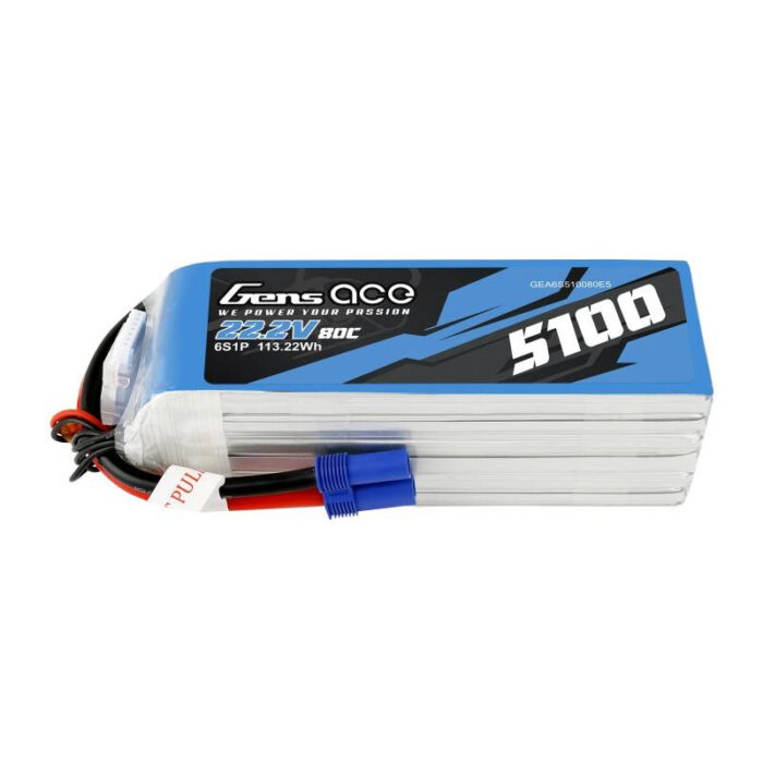 Battery GensAce 5100mAh 22.2V 80C 6S1P EC5